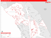 Hoonah Angoon County Wall Map Red Line Style